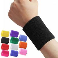 Wholesale Wrist Support Unisex Terry Cloth Cotton Sweatband Sports Tennis Yoga WristBand Arm Sweat Absorb Sleeve Towel Band Bracers Wrap
