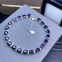 Wholesale Luxurious Ct Natural Blue Sapphire Gemstone Solid Sterling Silver Bracelet