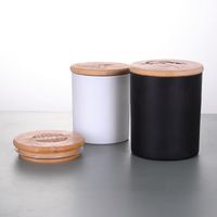 Wholesale Empty Glass Cup Jar with Bamboo Lid for Candle Wax Cream Frosted Clear Matte Black g Custom Label Sticker Candle Vessels Holder