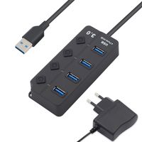 Wholesale 4 Port USB Hub Gbps with Switch LED Multi Splitter Power Adapter US EU for MacBook Pro Laptop PC Computer Peripherals