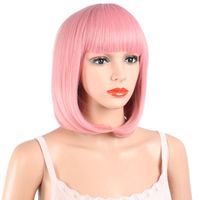 Wholesale Synthetic Wigs Tinashe Beauty quot Straight Short Bob With Bangs Pink Blue Golden Red Black White Purple Green Brown Cosplay Wig