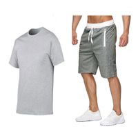 Wholesale Men s Tracksuits Summer Fashion Casual Beach Sportswear Short sleeved T shirt piece Set Black Colors Oversize S XL