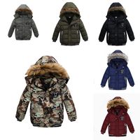 Wholesale Baby Boy Winter Cotton Pad Jacket And Smile Overcoat Korean Thick Hooded Kid Casual Zipper Warm Clothing
