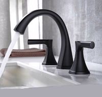 Wholesale Modern Stainless Steel Basin Sink Tap Mixer Hot Cold Bathtub Faucet Bathroom SUS Matte Black Two Handles Deck Mounted