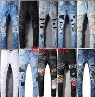 Wholesale New High Quality Men Slim Jeans zipper Hole Casual Jean Skinny pant Biker Pants Big Size