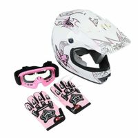 Wholesale Motorcycle DOT Youth Full face Helmet Child Kid Adult Pink Butterfly Dirt Bike ATV Motocross Cycling Helmet Goggles Gloves S XL Q0630