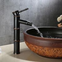 Wholesale Bathroom Sink Faucets Antique Basin Faucet Tall Bamboo Shape Vessel Tap Retro Waterfall Cold Water Mixer For Outdoor Garden