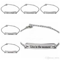 Wholesale Encouraged Inspirational Leather Bracelet Letter Tag Message Words Charm Bangle For Women Men Gift