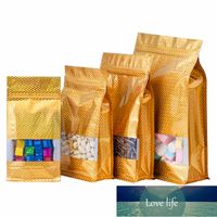 Wholesale 50pcs Laser Gold Aluminum Foil Window Bag Resealable Holographic Biscuit Sugar Coffee Beans Snack Nuts Gifts Packaging Pouches Factory price expert design Quality