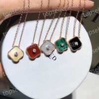 Wholesale S925 Silver with diamonds Clover Necklace Classic Fashion women s clavicle chain four leaf Pendant Necklaces Jewelry gold rose Highly Quality Color with BOX