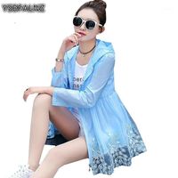Wholesale Women s Jackets Fashionable Summer Sunscreen Jacket UV Protection Breathable Mid length Thin Cardigan Lace Clothing Swimsuit Beach Cloak