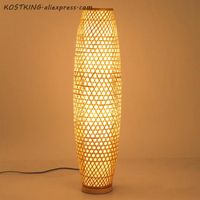 Wholesale Bamboo Wicker Rattan Shade Vase Floor Lamp Fixture Rustic Asian Japanese Nordic Art Light Abajur Luminaria Fitting Luminaire