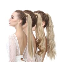 Wholesale Ponytail Hair Extension For Women Clip in Straight Long Synthetic Wrap Around Pony Tail Black Blonde Hairpiece