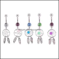 Wholesale Navel Bell Button Rings Body Jewelry Women Dream Catcher Belly Punk Personality Dangle Piercing Drop Delivery Lpmya