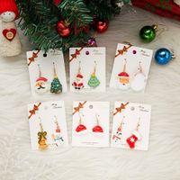 Wholesale Hot Selling Silver Plated Stud New Santa Claus Christmas Tree Asymmetric Earrings Creative Resin Earring