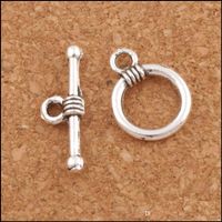 Wholesale Clasps Hooks Jewelry Findings Components Smooth Ring Bracelet Toggles Tibetan Sier Bronze For Necklace And Bracelets Diy L830 X15Mm Drop