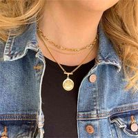 Wholesale Layered Necklace for Women K Gold Plated Multilayer Coin Medallion Pendant Necklac Layering Chain Set For Women