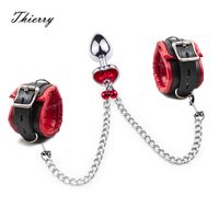 Wholesale Thierry Wrist to Bondage gear Adult Games SM Sex Toys Trainer For Women Man Anal Buttplug Fetish Crystal Tail Plug