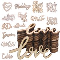 Wholesale 15pcs Wooden Letter Love Wedding Just Married Mr Mrs Wood Slices For Happy Birthday Party Table Decor DIY Scrapbooking Crafts Y0909