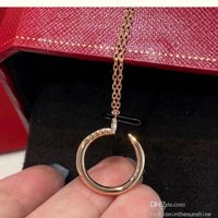 Wholesale Designer Jewelry Necklace men Women Nail Diamond Pendant Necklaces Platinum Clavicle Rose Gold Silver For Wedding Gifts cm Colors to choose from With Box