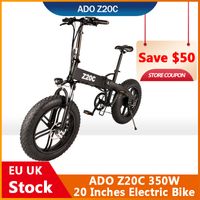 Wholesale EU STOCK off ADO Z20C W Black Electric Bike Inches Fat Tire Bicycle Brushless Motor Folding E Bike Ah Lithium Ion Battery Bicicleta