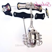 Wholesale SODANDY Mens Chastity Male Underwear Chastity Belt Steel Chastity Device Cock Cage Penis Lock Prison Bird Holy Trainer Vthqk