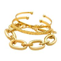 Wholesale 3 Set Gold Color Metal Chain Link Creative Clip Chunky Bracelet2021 New Fashion Punk Bangle Bracelet Women Party