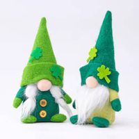 Wholesale DHL Easter rabbit St Patrick s Day Green Hat Doll Doll Irish Festival Clover Faceless Old Man Green Leaf Festival Decoration Valentine s Day Easter Gift