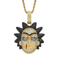 Wholesale Fashion Cartoon Character Pendant Necklace Iced Out Chain Diamond Zircon Gold Silver Plated Mens Hip Hop Jewelry Gift