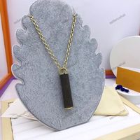 Wholesale Men Women Fashion New Woman Gold Metal Chain Long Necklace with Presbyopia V Engraved Letter Wrap Leather Pendant Sweater chain