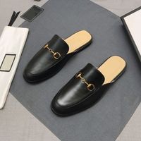 Wholesale High Quality Leather Men Slippers Designer Fashion Casual Shoes Flat Comfortable Loafers Wearproof Non Slip Outdoor Sandals Luxury Half Dragged Outdoor Beach Shoe