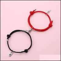 Wholesale Jewelrymagnetic Couples Bracelets Love Lock Key Charm Mutual Attraction Relationship Matching Friendship Rope Bracelet Jewelry Drop Delivery