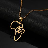 Wholesale Pendant Necklaces Stainless Steel African Map Symbol Necklace Adinkra Gye Nyame Ethnic Chain Jewelry