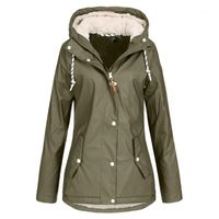 Wholesale Autumn Winter Raincoat Women Coat Windproof Waterproof Plus Velvet Warm Hoodie Jacket Size Lady Rain Women s Jackets