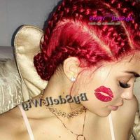 Wholesale Celebrity Kylie Jenner Burgundy Red Braids Hairstyle Full Lace Wig Full Hand Tied Syntehtic Hair Full Lace Wigs for Sexy Black Women Lbtdo