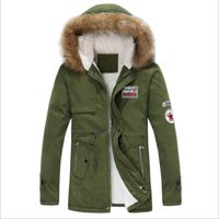 Wholesale Men s Jackets Jacket Men Thick Warm Winter Down Coat Long Fur Collar Army Green Parka Fleece Cotton