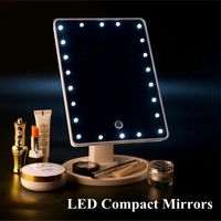 Wholesale Make Up Compact Mirrors Degree Rotation Touch Screen Cosmetic Folding Portable Compact Pocket With LED Light Makeup Mirror