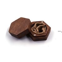 Wholesale Black Walnut Wood Ring Boxes Valentine s Day Gift Wrap DIY Blank Carving Jewelry Box Creative Necklace Earrings Storage Box NHF12684