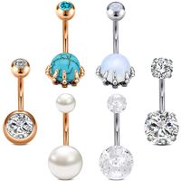 Wholesale Button Rings Stainless Steel G Belly Ring Opal Pearl Marble Hypoallergenic Navel Piercings Jewelry for Women Girls mm