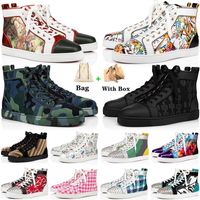 Wholesale top quality red bottoms high boots shoes big size us luxurys designers mens womens casual platform sneakers spikes all black loafers vintage flat bottom trainers