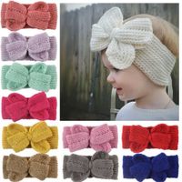 Wholesale 2022 Winter Warm Children s hair band Wool Knitting Bow Headband Candy Colors Fashion Baby Girls Hair Accessories Colors Outdoor Kids decoration GT18I68