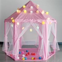 Wholesale DHL Baby Shelters Children s Indoor Tulle Hexagonal Canopy Decoration Princess Play House Tent Dollhouse Pink Blue Colors