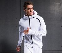 Wholesale Men s Jackets J2398 Sports Coat And Women s Long Sleeve Hooded Sweater Zipper Cardigan White Autumn Winter Customized Running Suit