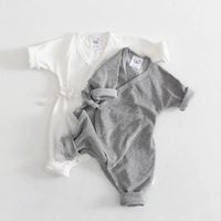Wholesale Clothing Sets M Born Infant Baby Boy Girl Clothes Solid Color Back Wing Little Angel Romper Jumpsuit Playsuit