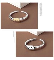 Wholesale Vintage Silver Color Happy Smiling Face Open Ring for Women Punk Hip Hop Adjustable Rings Fashion Jewelry Gift