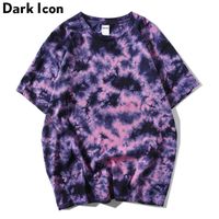 Wholesale DARK ICON Tie Dyeing Hip Hop T shirt Men Women Summer Round Neck Men s Tshirts Cotton Tee Shirts Colors
