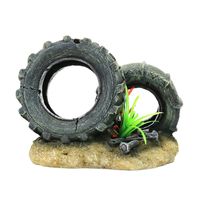 Wholesale Resin Tyres Aquarium Decoration Hideout Tank Ornament Betta Fish Playground Spawning Spot Landscaping Accessories