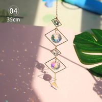 Wholesale Garden Decorations Crystal Geometric Wind Chime Star Moon Pendant Sun Suncatcher Plated Colorful Beads Hanging Drop For Outdoor Indoor