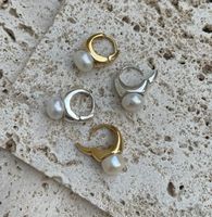 Wholesale Hoop Huggie Freshwater Pearl Geometric Simple Designer Sterling Silver Earrings Gift For Women s Boho Accessories Fine Jewellery