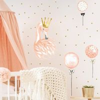 Wholesale Wall Stickers Pink Watercolor Balloon Crown Flamingo Sticker DIY Paste For Girls Bedroom Beautification Decorative Home Decor